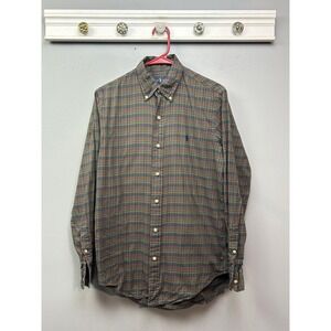 Ralph Lauren Shirt Mens Small Green Red Plaid Button Down Long Sleeve Cotton